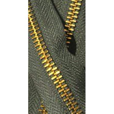 YKK #10 Extra Heavy Duty 18" Brass Separating Zipper - Olive Green (Color 567), 1-Pack For Jackets & Gear