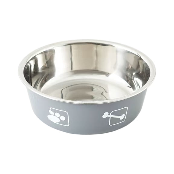 Stainless Steel Dog Bowl with Non-Slip Base, Long-Lasting Pet Feeding Dish for Food and Water, Medium Size for Dogs, Gray