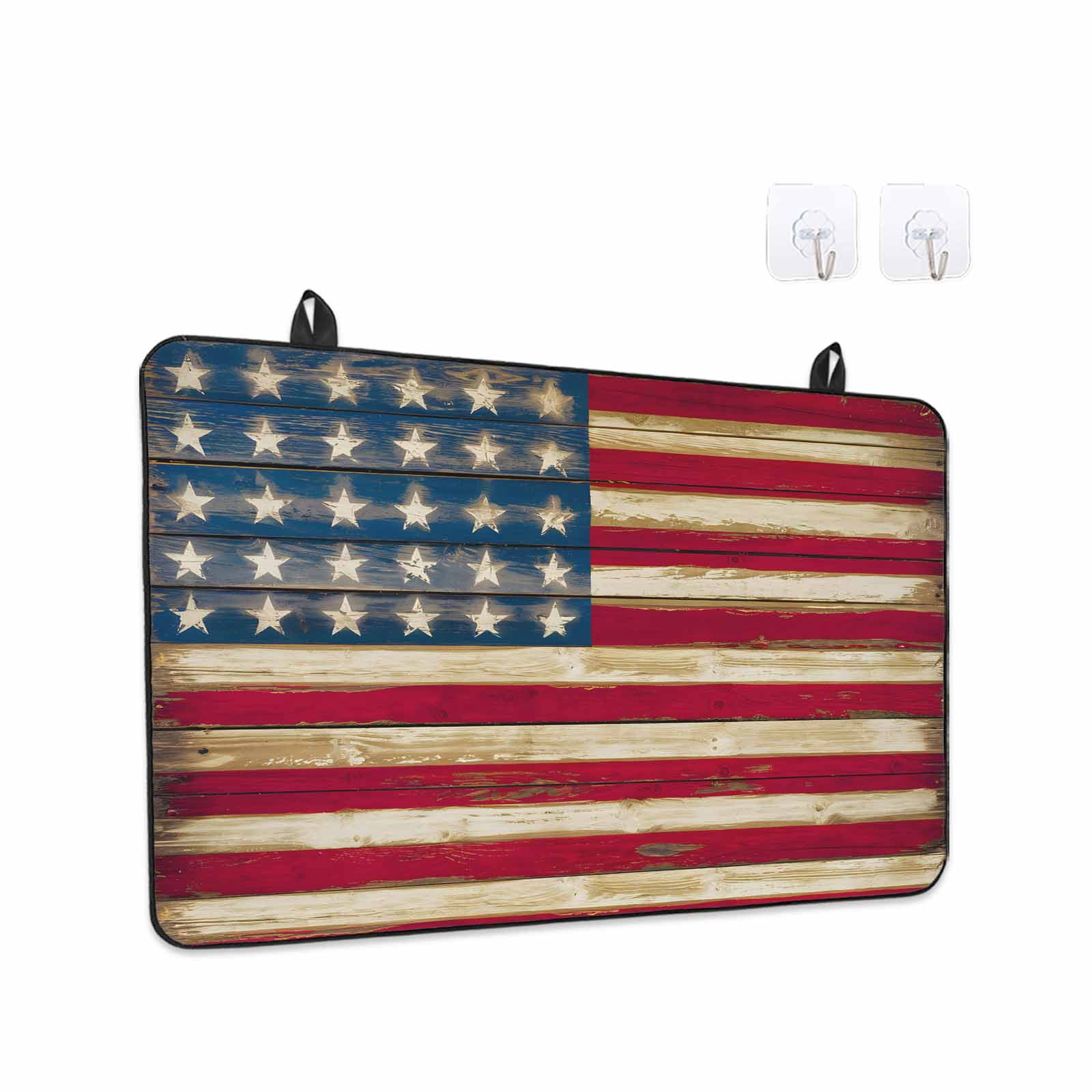 American Flag Vintage Stove Top Cover for Electric Stove, Heat-proof & Non Slip Glass Top Stove Cover Protector, Brown Red Stripes US Flag Kitchen Flat Cooktop Rubber Mat 24x21 Inches