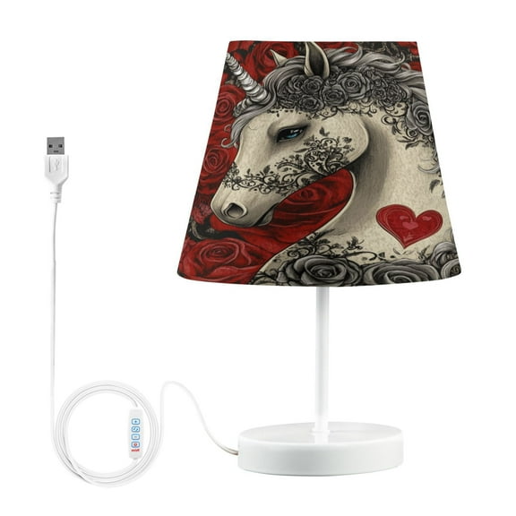 BZSMCE Table Lamp Creative Unicorn Roses Simple Pattern Night Light