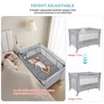 thumbnail image 3 of Baby Bassinet Beside Crib, One-Hand Setup 4 in 1 Foldable Large Baby Playard with Diaper Changing Table, Height Adjustable for One Rail, 3 of 10