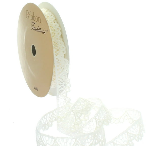 3/8" Vintage French Lace Ribbon Trim Ivory 5 Yard