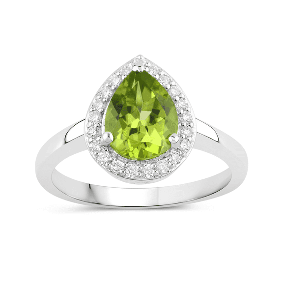 Genuine Peridot Rings for Women Sterling Silver 1.67 Carat Lab Grown Diamond Jewelry GiftRing
