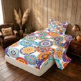 thumbnail image 2 of Manfei Boho Mandala Twin Sheets, Hippie Floral Bedding, Multicolor White, Gray Reversible 3pcs1 Flat Sheet + 1 Fitted Sheet + 1 Pillowcase, 2 of 6