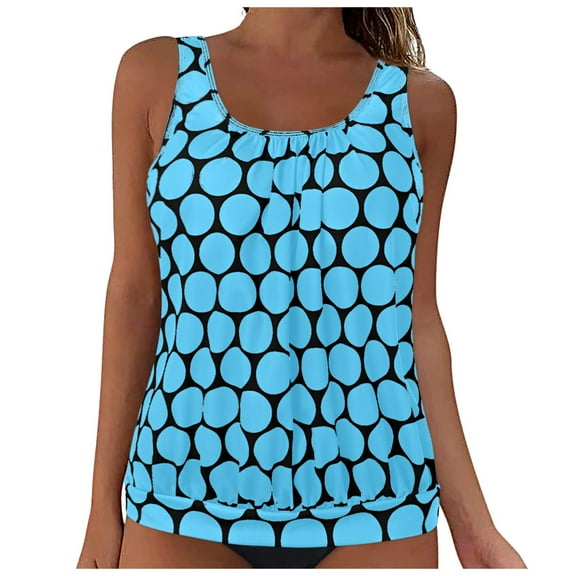 Kogui Womens Swim Top Swimwear Top Only Tummy Control Bathing Suit Top No Bottom (Light Blue,L)