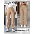 thumbnail image 3 of Eddoyee Womens High Waist Cargo Wide Leg Denim Pants Stretch Casual Jeans S-XXL, 3 of 5