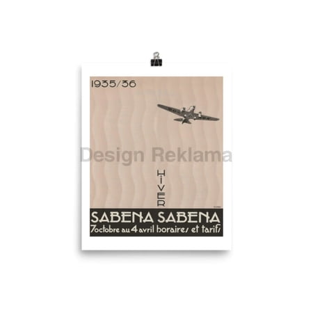 Sabena Airlines Belgium Timetable 1935-36, Unframed Vintage Travel Poster