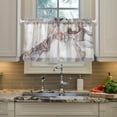 thumbnail image 5 of Marble Texture Kitchen Curtains 2 Panels UV Protected Tier Curtains, Half Window Curtains Kitchen Tiers for Guest Room Bathroom Sink Laundry Room Basement,36 x 27 Inch, 5 of 7