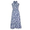 thumbnail image 4 of Wycnly Summer Dresses for Women Beach Boho Fashion Elastic Wasit Flowy Ruffle Swing Strap Tank Dresses 2025 Sleeveless Square Neck Floral Print Long Formal Dress Blue m, 4 of 6