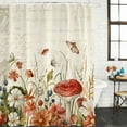 thumbnail image 3 of Vintage Spring Floral Waterproof Fabric Shower Curtain, Summer Botanical Red Waterproof Fabric Shower Curtain for Bathroom Curtains Bathtubs Hotel Washable Shower Curtains with 12 Hooks Small 36x72in, 3 of 8