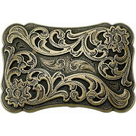 Belt Buckle Western Cowboy Belt Buckle Engraved Floral Buckle Fits Belt Strap for Jean Leather Belt Wedding