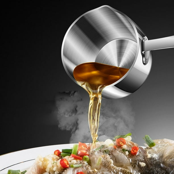 KDJ Stainless Steel Milk Pot Small Sauce Pan Saucepan Non-Stick Gravy Boat Heat Resistant Rust Proof Easy Clean Ergonomic Handle 260ml for Coffee Butter Oil Chocolate
