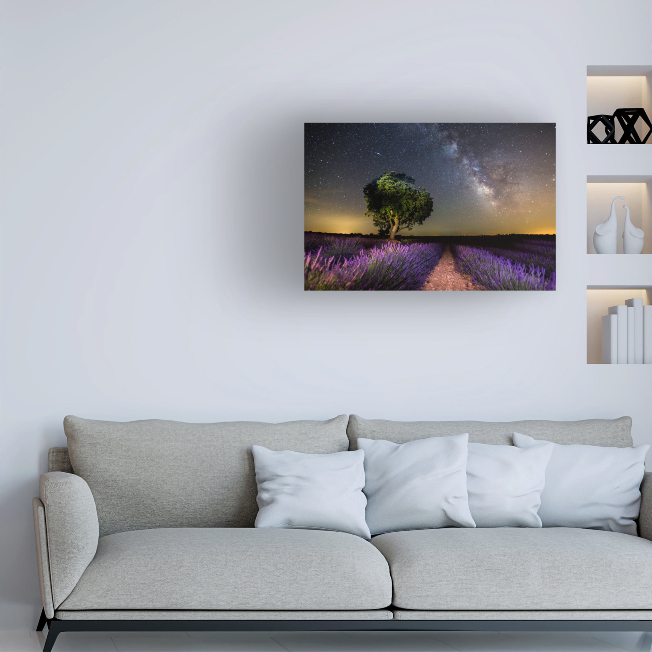 Canvas Wall Art - Adrian Nunez 'Night Landscape Of Brihuega,Spain ' Wall Art for Living Room, Bedroom, or Office D?cor by Trademark Fine Art - 47 x 30 Inches