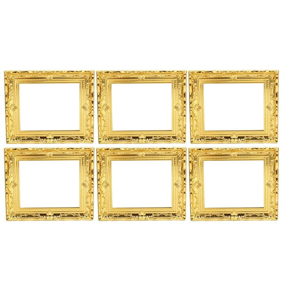 STOBOK 6pcs 1:12 Scale Miniature Picture Frames for Dollhouse, Small Plastic Photo Frames with Finish for Crafts