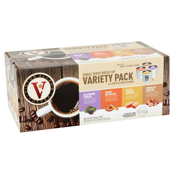 Victor Allen's Coffee Single Serve Brew Cup Variety Pack, 0.34 oz, 96