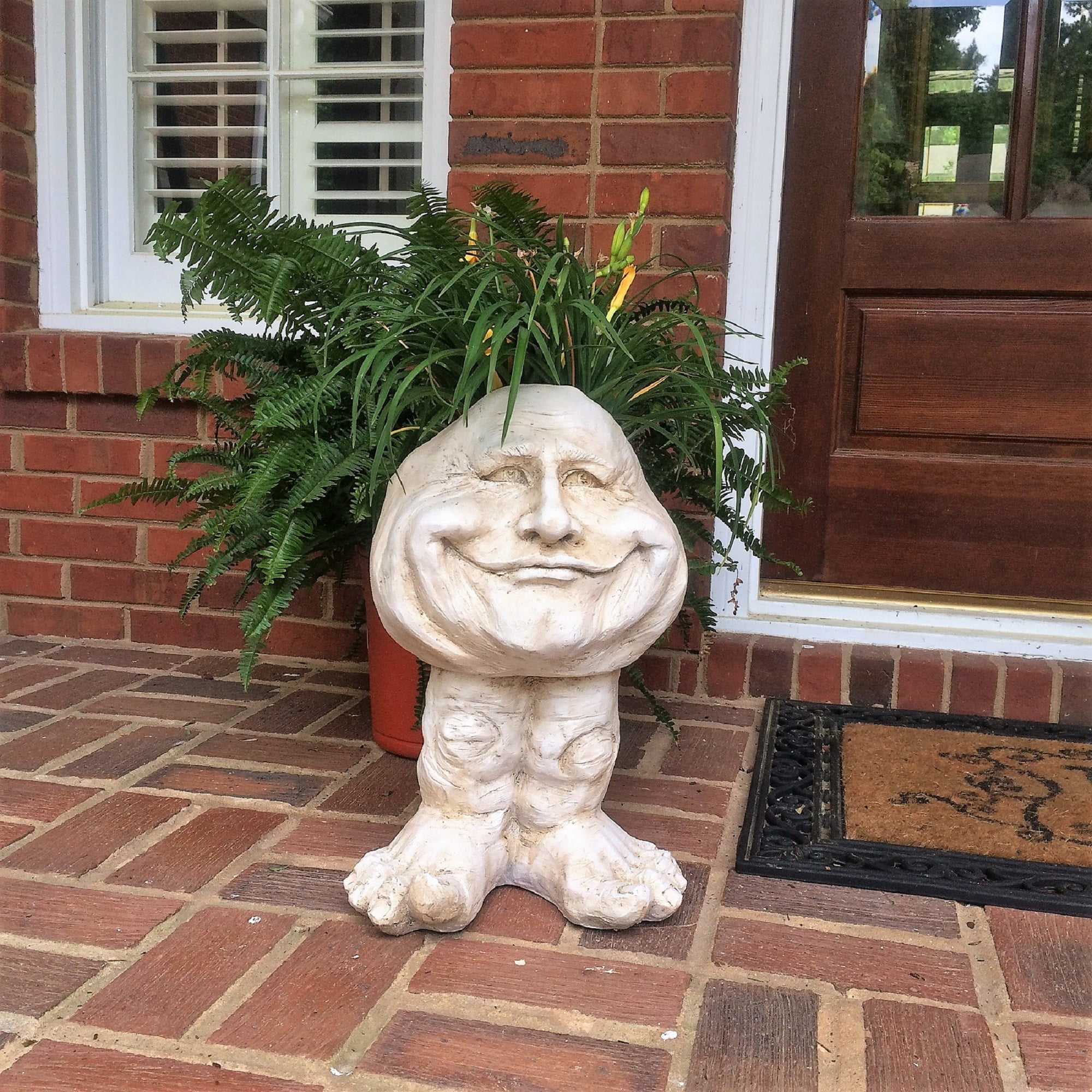 Homestyles Antique White Papa John the Muggly Statue Humorous Face Planter Pot