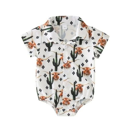 

HIBRO Boys Girls Short Sleeve Cartoon Cow Prints Romper Bodysuits Clothes 24 Month Baby Boy Baby Onsies6 9 Months