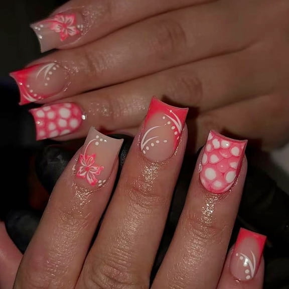 Zeiwohndc Press On Nail Set French Floral Art Artificial Nail Winter Autumn Collection