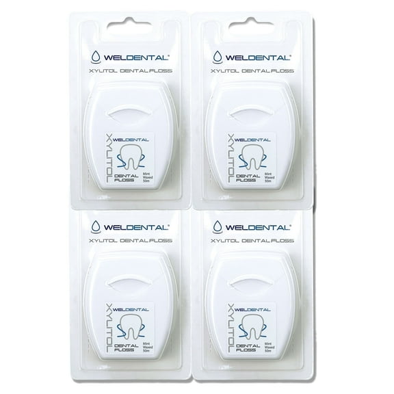 Weldental Xylitol Floss, Waxed Expanding Dental Floss, (4-Pack)