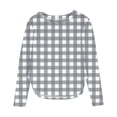 thumbnail image 2 of YUNAFFT Girls Checkered Long Sleeve Round-Neck Blouse Cotton-Like Stretch Side Slits Casual Top 2-12Y, 2 of 6