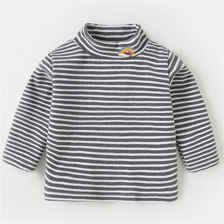 

FZM Christmas Kids Children Toddler Baby Boys Girls Long Sleeve Striped Cute Cartoon Blouse Tops Pullover Outfits Clothes
