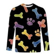 thumbnail image 5 of Ceisia Men's Colorful Glitter Paw Print T-Shirt | Slim Long-Sleeve Crewneck Casual Top Gift, 5 of 5