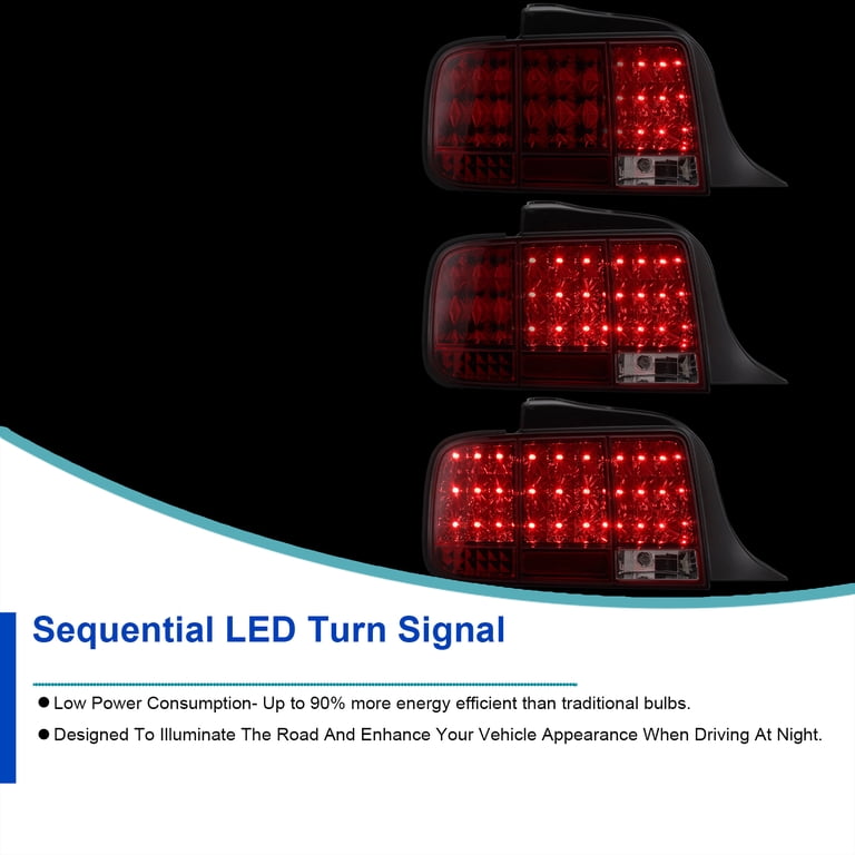 Sportcartuning Red LED Third Brake Light For 2005-2009 Ford Mustang – High Mount Stop Lamp, Black Housing, DOT/SAE Certified