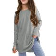 thumbnail image 2 of Annhoo Girls Long Sleeve T Shirts Kids Casual Crew Neck Tunics with Thumbhole Fashion Spring Clothes 3-13 Years, 2 of 6
