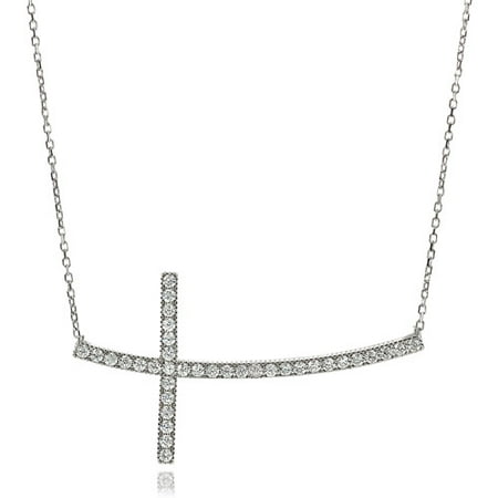 Brinley Co. Women's Sterling Silver CZ Cross Necklace