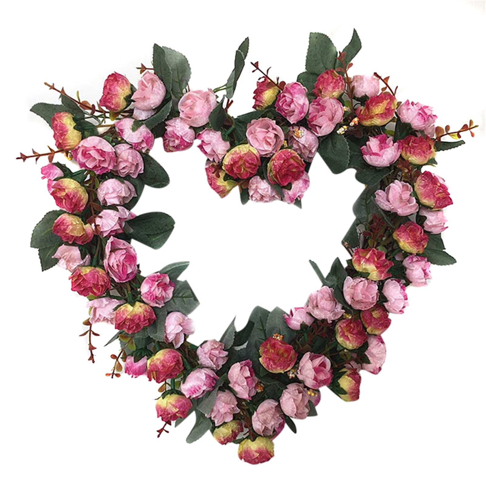 Heart Shaped Garland Artificial Simulation Rose Flower Wreath Wedding Decor 
