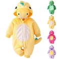 thumbnail image 6 of GiLiling Baby Plush Halloween Dinosaur Winter Jumpsuit with Tail, Attached Tail, Front Zipper, Kids Halloween Holiday Party Wear (Green-B, 3-6 Months), 6 of 9