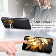 for Oppo Find N3 Flip Case with Ring, Slim PU Leather Protective Cover Phone Case Oppo Find N3 Flip ZH Black