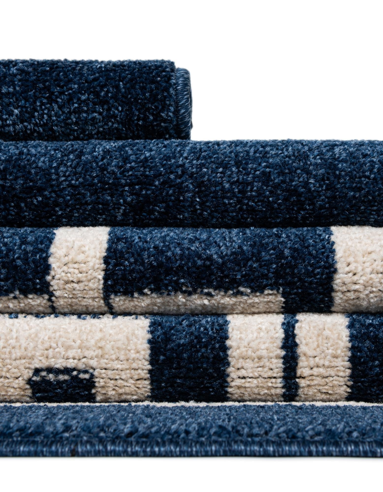Unique Loom Athens Collection Area Rug - Geometric (6' 1" Round Dark Blue/Beige)