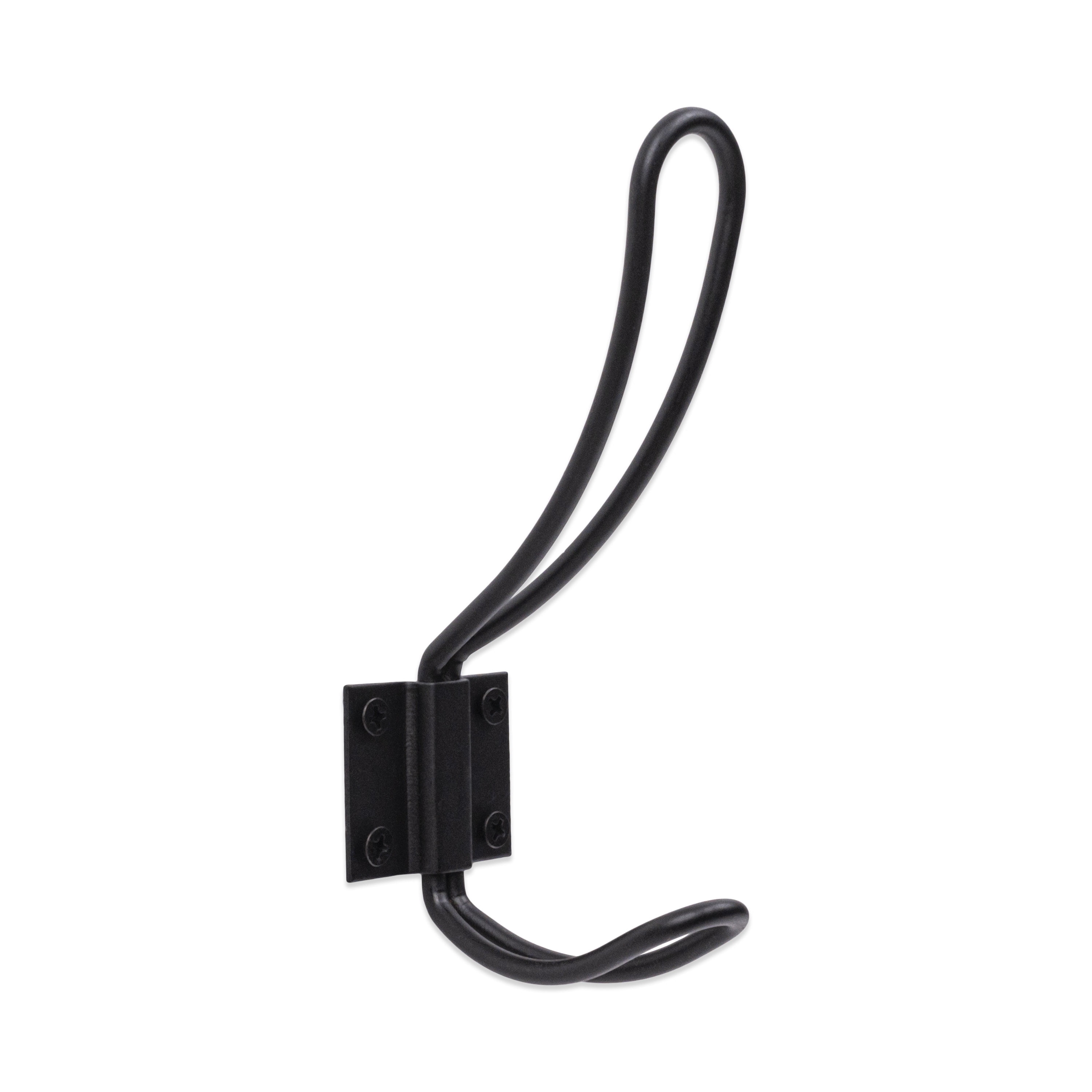 (2 pack) Mainstays Rustic Wall Mounted Coat and Hat Metal Wire Double Hook, Matte Black