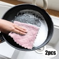 thumbnail image 2 of Microfiber rag Absorbent cleaning cloth Kitchen towel 2PCS Dish Cloth Double-sided Two-color Dish-washing Towel Coral Fleece Hanging Cloth Scouring Pad, 2 of 9