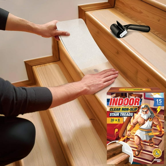Peldaños para escaleras THUNDER GRIP, antideslizantes, 30 x 8 cm, 15 unidades, transparentes