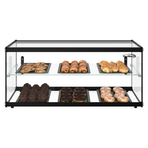 33 in. 2 Tiered Pastry Display Case With Shelf and Sliding Door ETL Certified, 3.2 cu. ft. Capacity