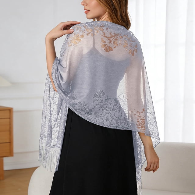 Elegant Lace Shawl Wrap for Weddings and Formal Occasions Sophisticated Evening Accessory for Bridesmaids and Guests Timeless Knitwork Shawl with Intricate Design