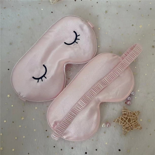 Bonita máscara de seda para ojos con pestañas de dibujos animados, imitación de seda morera, transpirable, para dormir, juego de viaje en stock