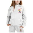 thumbnail image 2 of XEGLSBU Fall Outfits for Girls Size 10-12 Winter Girls Outfits Tracksuit with Stylish Print Hoodie and Joggers Warm Kids Fall Outfits for Toddler Girls Short Sleeve White Size 12-13 Years, 2 of 4