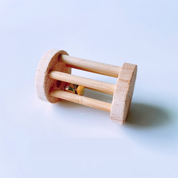 HonestMatter Hamster Chew Toys Guinea Pig Toys Rabbit Chew Toys Wood Mini Exercise Bell Roller Molar Toy for Rats Chinchillas Bunny B 1 Count
