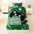 thumbnail image 3 of Homewish Cartoon Gaming Controller Twin Sheets,Esports Gamepad Bedding,Green,3 Pieces,1 Fitted Sheet and 1 Pillowcase, 3 of 5