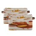 thumbnail image 2 of Cute Turkey with Hat Autumn Leaves Thanksgiving Square Storage Bins with Handles Collapsible Containing Box 1 Pack, 2 of 9