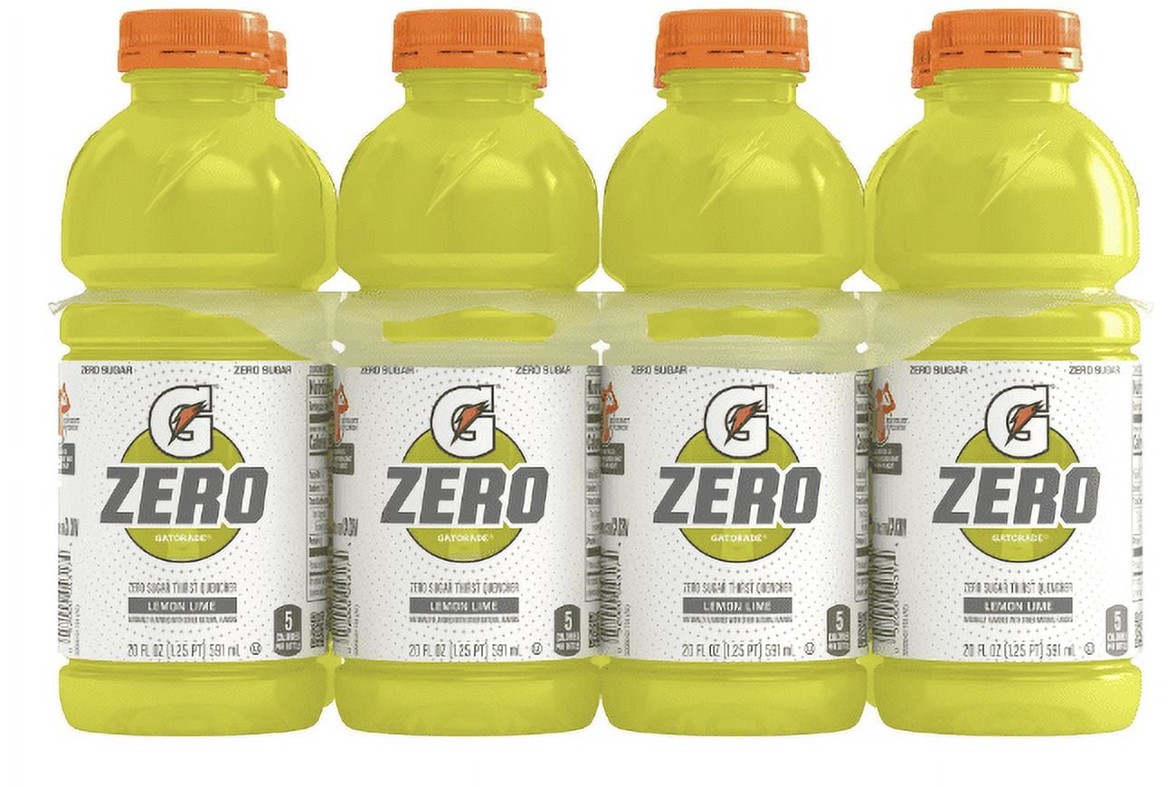 Gatorade Zero Variety Pack, Lemon lime + Orange,  Zero Sugar, 20 Fl Oz (Pack of 8)
