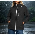 thumbnail image 2 of vdgthytj Womens Rain Jacket Windproof Drawstring Hooded Jackets Lightweight Waterproof Solid Travel Hiking Outwear with Pockets(Large,Black), 2 of 7