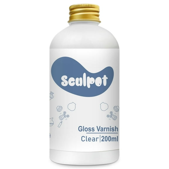 Air Dry Clay Gloss Varnish Sealant, 6.8 fl oz(200ml), Gloss Finish For Pottery Acrylic Art No Kiln Needed Easy Application Long-Lasting Protection