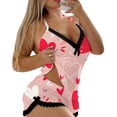 thumbnail image 1 of WEAIXIMIUNG Pyjama Double en Laine à Col en V Imprimé Soie de Lait pour la Saint-Valentin 2 Pcs, 1 of 6