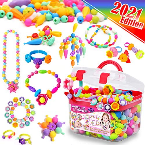 4 Snap Pop Beads Girls Toy 7 5 Happytime 300 Pieces DIY Jewelry Kit Fashion Fun for Necklace Ring Bracelet Art Crafts Toys for 3 6 8 Year Old Kids Girls 