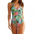 thumbnail image 3 of Womens Halter Patchwork Printed Open Back Tankini Top Set Two Piece Swimsuits S-4XL, 3 of 5