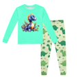 thumbnail image 1 of Pyjama Bebe Garcon Pyjama pour Enfants Imprimé Dinosaure Col Rond Manches Longues Haut Pantalon Ensemble de Pyjama 2 Pcs Printemps Automne Pyjama pour Tout-Petits Vert Menthe 4 Ans-5 Ans, 1 of 5